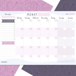 Monatsplaner Block A4 ohne Festes Datum. Terminplaner, Familienplaner mit Monatsziel, To-Do-Liste, Notizen, großem Notizfeld - E