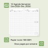 Agenda de Poche 2026 Semainier, format A6 18 x 9,8 cm, Petit Planner à livres sur 12 mois (D'Jan 2026 à Déc 2026-12 Mois), calen