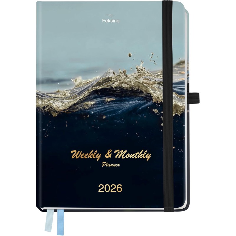 Agenda semainier 2026, format A4 28,6 x 21 cm, calendrier à livres sur 12 mois (D'Jan 2026 à Déc 2026-12 Mois), Couverture rigid