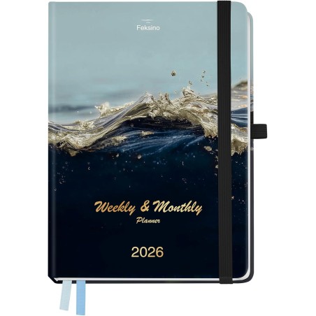 Agenda semainier 2026, format A4 28,6 x 21 cm, calendrier à livres sur 12 mois (D'Jan 2026 à Déc 2026-12 Mois), Couverture rigid