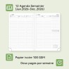 Agenda semainier 2026, format A4 28,6 x 21 cm, calendrier à livres sur 12 mois (D'Jan 2026 à Déc 2026-12 Mois), Couverture rigid