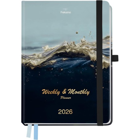 Agenda semainier 2026, format A5 21.3x14.6 cm, calendrier à livres sur 12 mois (D'Jan 2026 à Déc 2026-12 Mois), Couverture rigid