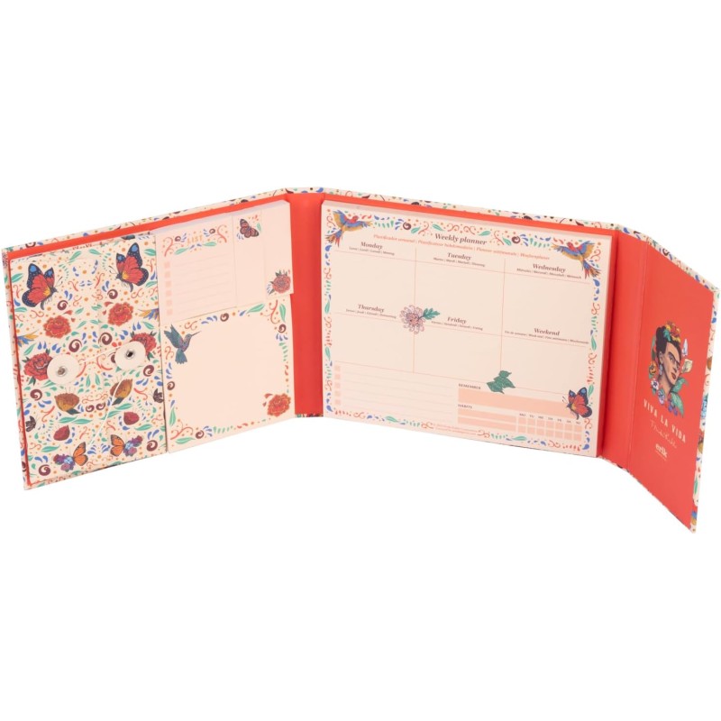 Grupo Erik - Set Bloc Notes Semainier Frida Kahlo | Planner Hebdomadaire, Notes Adhésives| Papeterie de Bureau, Fournitures Scol