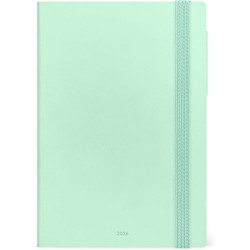 LEGAMI - Agenda journalier moyen 2026, Pastel Mint, 12 mois moyen, fermeture avec élastique, journal de janvier 2026 à décembre 