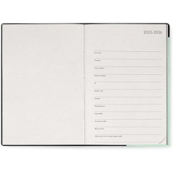 LEGAMI - Agenda journalier moyen 2026, Pastel Mint, 12 mois moyen, fermeture avec élastique, journal de janvier 2026 à décembre 