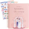 JUNART Beau planificateur et organisateur de mariage, 28 x 24 cm, planificateur de mariage rose détaillé avec autocollants, cade