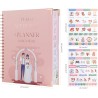JUNART Beau planificateur et organisateur de mariage, 28 x 24 cm, planificateur de mariage rose détaillé avec autocollants, cade