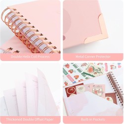 JUNART Beau planificateur et organisateur de mariage, 28 x 24 cm, planificateur de mariage rose détaillé avec autocollants, cade
