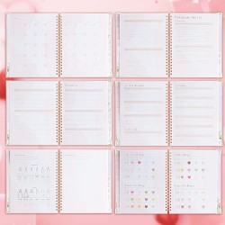 JUNART Beau planificateur et organisateur de mariage, 28 x 24 cm, planificateur de mariage rose détaillé avec autocollants, cade