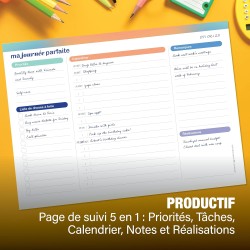 Agenda journalier A5 – 50 feuilles détachables non datées | Organiseur avec priorités, liste de choses à faire, calendrier, note