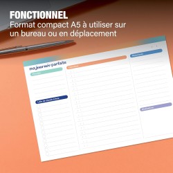 Agenda journalier A5 – 50 feuilles détachables non datées | Organiseur avec priorités, liste de choses à faire, calendrier, note