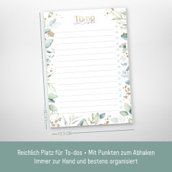 paper&you® A6 TO-DO bloc notes [feuille d'or] avec 50 pièces à déchirer - agenda journalier, organiseur - durable & respectueux 