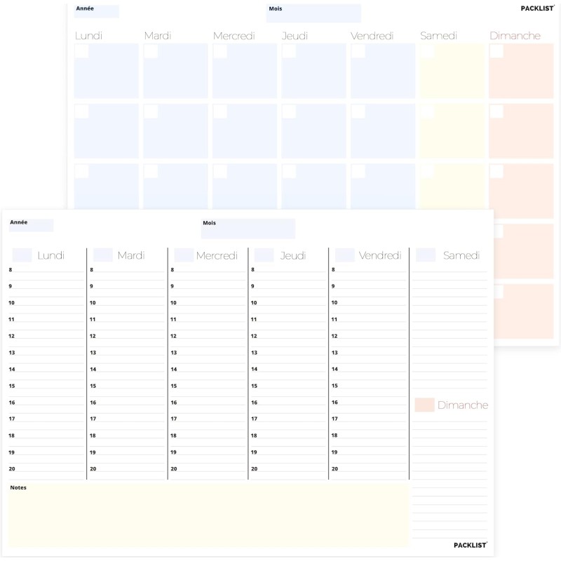 Planning Semaine + Mensuel - Planificateur Hebdomadaire A4, Agenda Planner - Agenda To Do List Bloc Note - Agenda Semainier Mens