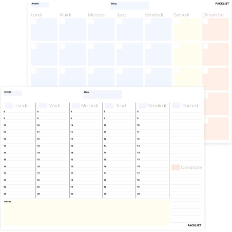 Planning Semaine + Mensuel - Planificateur Hebdomadaire A4, Agenda Planner - Agenda To Do List Bloc Note - Agenda Semainier Mens