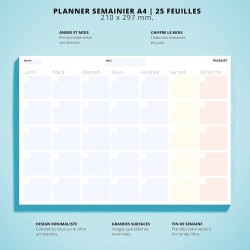Planning Semaine + Mensuel - Planificateur Hebdomadaire A4, Agenda Planner - Agenda To Do List Bloc Note - Agenda Semainier Mens