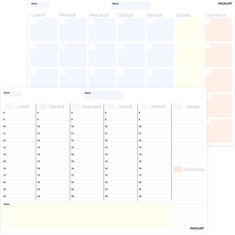 Planner Settimanale + Mensile Scrivania - Due Planning da Tavolo A4, Agenda Settimanale - Mensile - Weekly Monthly Planner - Age