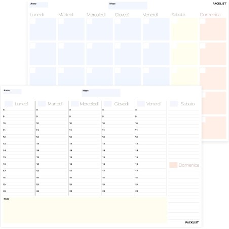 Planner Settimanale + Mensile Scrivania - Due Planning da Tavolo A4, Agenda Settimanale - Mensile - Weekly Monthly Planner - Age