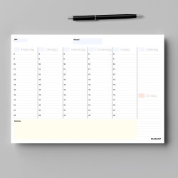 Agenda hebdomadaire PACKLIST sans date. Organisateur de semaine A4 avec Uren, Wekelijkse Bureauplanning - Agendas, agendas et ca