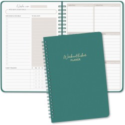 Agenda hebdomadaire non daté - Format A5 - Planning hebdomadaire avec liste de tâches - Large zone de notes - 52 feuilles en fra