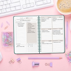 Agenda hebdomadaire non daté - Format A5 - Planning hebdomadaire avec liste de tâches - Large zone de notes - 52 feuilles en fra