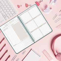 Agenda hebdomadaire non daté - Format A5 - Planning hebdomadaire avec liste de tâches - Large zone de notes - 52 feuilles en fra