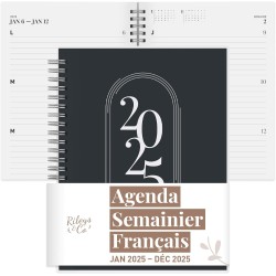 Rileys & Co Planificateur - Agenda Mensuel et Hebdomadaire, Couverture Flexible, Reliure à Double Spirale, Pages de Notes | Cale