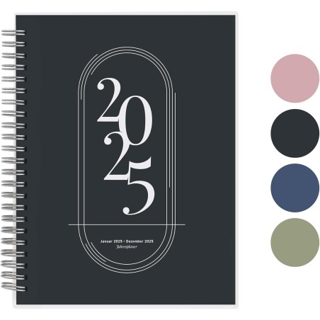 Rileys & Co 2025 Planificateur - Agenda Mensuel et Hebdomadaire, Couverture Flexible, Reliure à Double Spirale, Pages de Notes, 