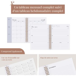 Rileys & Co Planificateur - Agenda Mensuel et Hebdomadaire, Couverture Flexible, Reliure à Double Spirale, Pages de Notes | Cale