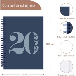 Rileys & Co Planificateur - Agenda Mensuel et Hebdomadaire, Couverture Flexible, Reliure à Double Spirale, Pages de Notes | Cale