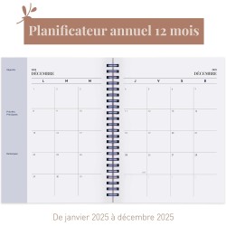 Rileys & Co Planificateur - Agenda Mensuel et Hebdomadaire, Couverture Flexible, Reliure à Double Spirale, Pages de Notes | Cale