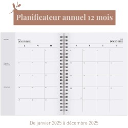Rileys & Co Planificateur - Agenda Mensuel et Hebdomadaire, Couverture Flexible, Reliure à Double Spirale, Pages de Notes | Cale