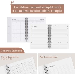 Rileys & Co Planificateur - Agenda Mensuel et Hebdomadaire, Couverture Flexible, Reliure à Double Spirale, Pages de Notes | Cale