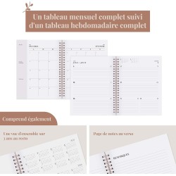 Rileys & Co 2025 Planificateur - Agenda Mensuel et Hebdomadaire, Couverture Flexible, Reliure à Double Spirale, Pages de Notes, 