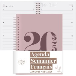 Rileys & Co Planificateur - Agenda Mensuel et Hebdomadaire, Couverture Flexible, Reliure à Double Spirale, Pages de Notes | Cale