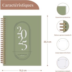Rileys & Co Planificateur - Agenda Mensuel et Hebdomadaire, Couverture Flexible, Reliure à Double Spirale, Pages de Notes | Cale