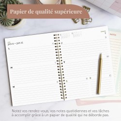 Rileys & Co Planificateur - Agenda Mensuel et Hebdomadaire, Couverture Flexible, Reliure à Double Spirale, Pages de Notes | Cale
