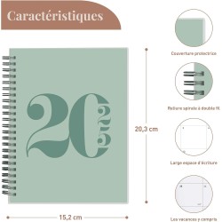 Rileys & Co Planificateur - Agenda Mensuel et Hebdomadaire, Couverture Flexible, Reliure à Double Spirale, Pages de Notes | Cale