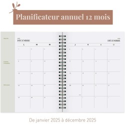 Rileys & Co Planificateur - Agenda Mensuel et Hebdomadaire, Couverture Flexible, Reliure à Double Spirale, Pages de Notes | Cale