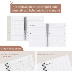 Rileys & Co Planificateur - Agenda Mensuel et Hebdomadaire, Couverture Flexible, Reliure à Double Spirale, Pages de Notes | Cale