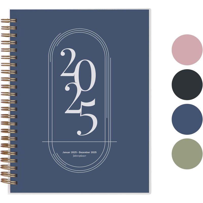 Rileys & Co Planificateur - Agenda Mensuel et Hebdomadaire, Couverture Flexible, Reliure à Double Spirale, Pages de Notes | Cale
