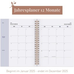 Rileys & Co Planificateur - Agenda Mensuel et Hebdomadaire, Couverture Flexible, Reliure à Double Spirale, Pages de Notes | Cale