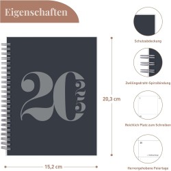 Rileys & Co Planificateur - Agenda Mensuel et Hebdomadaire, Couverture Flexible, Reliure à Double Spirale, Pages de Notes | Cale