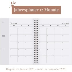 Rileys & Co Planificateur - Agenda Mensuel et Hebdomadaire, Couverture Flexible, Reliure à Double Spirale, Pages de Notes | Cale