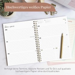 Rileys & Co 2025 Planificateur - Agenda Mensuel et Hebdomadaire, Couverture Flexible, Reliure à Double Spirale, Pages de Notes, 