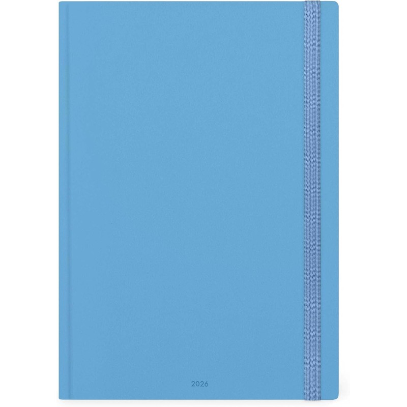 Legami - agenda journalier maxi 2026, retro bleu, 13 mois maxi, fermeture avec élastique, janvier 2026 - décembre 2026 et planif