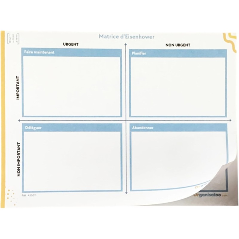 Matrice eisenhower bloc-notes Matrice d'Eisenhower - Carnet de Productivité et organisation. Organisateur de tâches et priorités