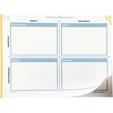 Matrice eisenhower bloc-notes Matrice d'Eisenhower - Carnet de Productivité et organisation. Organisateur de tâches et priorités