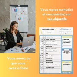 Bloc planning du jour français 50 pages - planificateur journalier par heure - Bloc note A5 papier activités et tâches journée. 