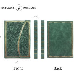VICTORIA'S JOURNALS Journal magnétique, carnet vintage sculpté en similicuir avec couverture rigide, pages lignées, ruban marque
