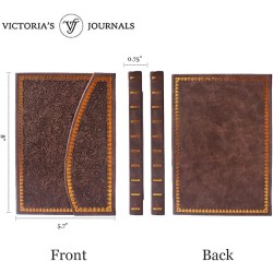 VICTORIA'S JOURNALS Journal magnétique, carnet vintage sculpté en similicuir avec couverture rigide, pages lignées, ruban marque